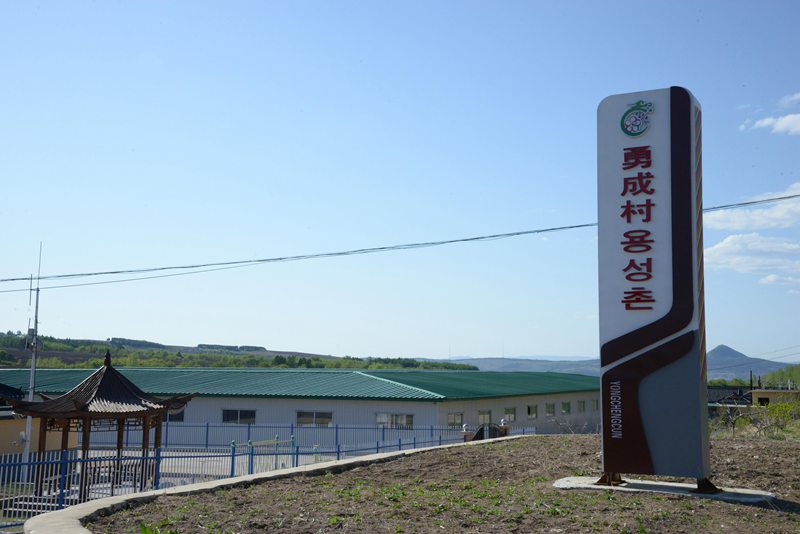 山巒環抱間的勇成村。