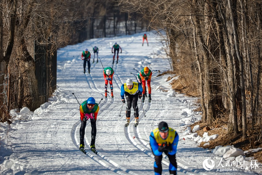 選手們馳騁在森林賽道中。人民網記者 李洋攝