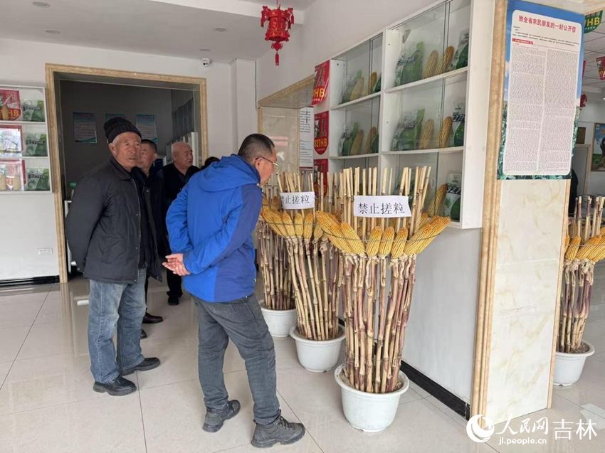 種子經銷店內，前來購買種子的農民認真挑選著。人民網記者 李思玥