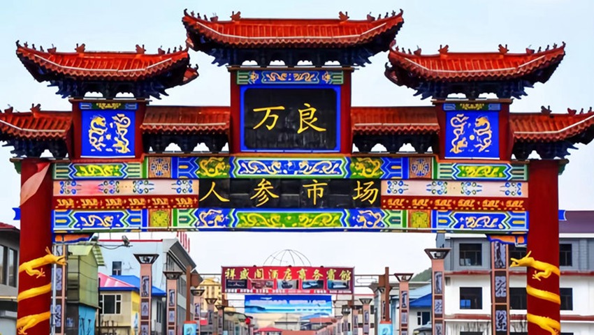 萬良鎮的長白山人參市場。撫松縣委宣傳部供圖