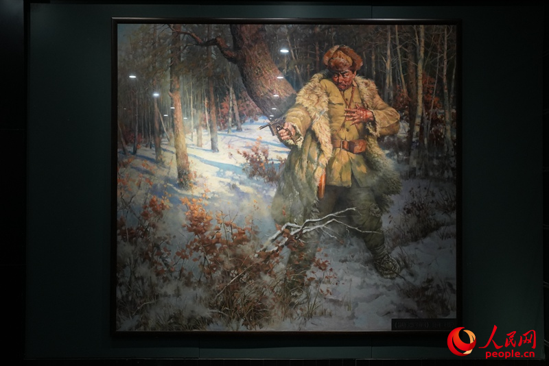 東北抗日聯軍紀念館展示的楊靖宇將軍畫像。人民網記者 李洋攝